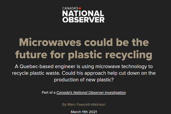 National Observer Article: Microwaves could be the future for plastic recycling